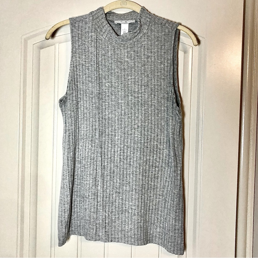 White House Black Market Gray Ribbed Sleeveless Shirt-Size S-Like New!
